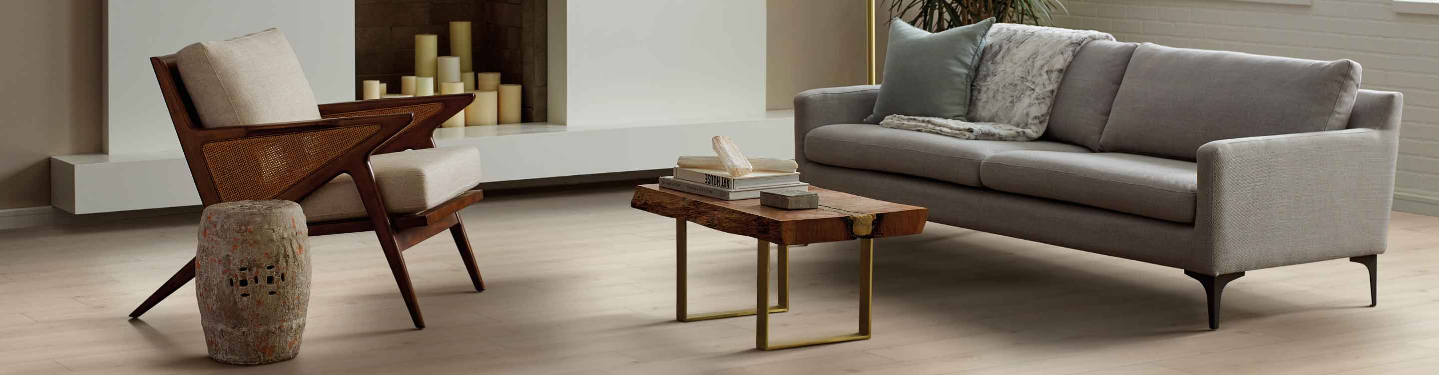 Vinyl flooring in Fredericksburg  living room with couch, chair, and coffee table